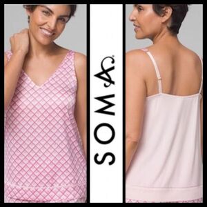 NWT Soma Belle Geo Pink Chiffon Silky Camisole